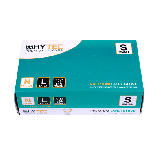 Hytec Natural Latex Gloves, Low Powder