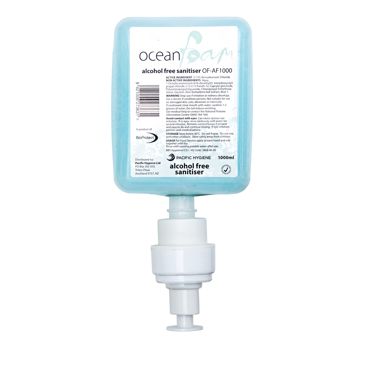 Ocean Foam Alcohol Free Hand Sanitiser 1000ml