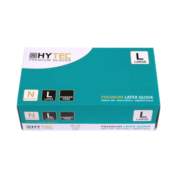 Hytec Natural Latex Gloves, Powder Free