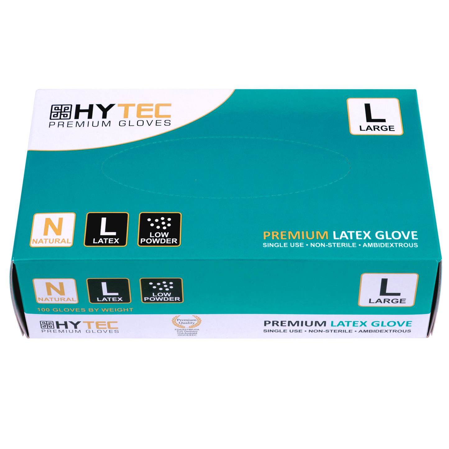 Hytec Natural Latex Gloves, Low Powder