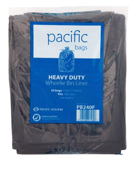 Pacific Wheely Bin Liner Black 240L